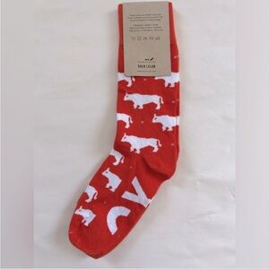 5 for $25 NEW Sock Club Socks NWT Orange White Ox Cotton Nylon Lycra Crew Socks